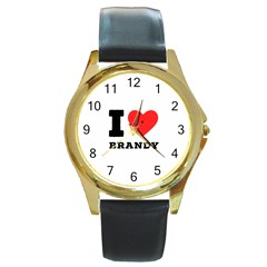 I Love Brandy Round Gold Metal Watch by ilovewhateva