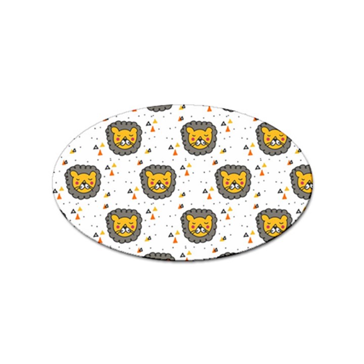 Lion Heads Pattern Design Doodle Sticker Oval (100 pack)