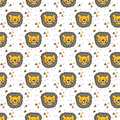 Lion Heads Pattern Design Doodle Play Mat (square) by Cowasu