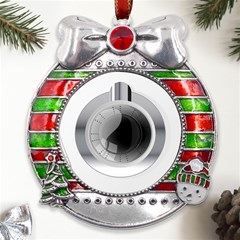 Washing Machines Home Electronic Metal X mas Ribbon With Red Crystal Round Ornament by Cowasu