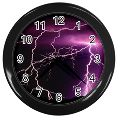 Storm Flashlight Space Nature Wall Clock (black) by Cowasu