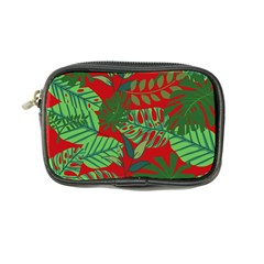 Leaves Leaf Nature Pattern Red Green Coin Purse by Cowasu