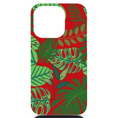 Leaves Leaf Nature Pattern Red Green Iphone 14 Pro Black Uv Print Case by Cowasu