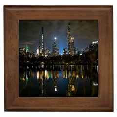 New York Night Central Park Skyscrapers Skyline Framed Tile by Cowasu