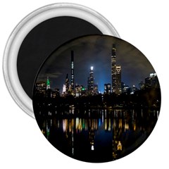 New York Night Central Park Skyscrapers Skyline 3  Magnets by Cowasu