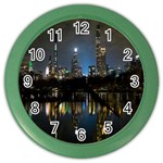 New York Night Central Park Skyscrapers Skyline Color Wall Clock Front