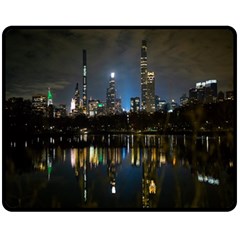 New York Night Central Park Skyscrapers Skyline Two Sides Fleece Blanket (medium) by Cowasu