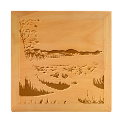 Wave Japanese Mount Fuji Woodblock Print Ocean Wood Photo Frame Cube by Cowasu