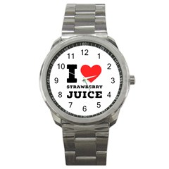 I Love Strawberry Juice Sport Metal Watch by ilovewhateva