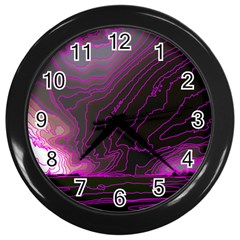 Pink Storm Pink Lightning Wall Clock (black) by Bangk1t