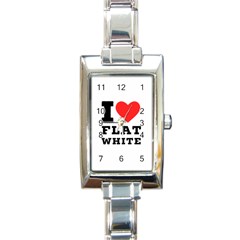 I Love Flat White Rectangle Italian Charm Watch by ilovewhateva