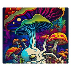 Mushrooms Fungi Psychedelic Premium Plush Fleece Blanket (small) by Ndabl3x