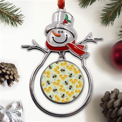 Honey Bee Bees Pattern Metal Snowman Ornament by Ndabl3x