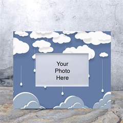 Blue Clouds Rain Raindrops Weather Sky Raining White Tabletop Photo Frame 4 x6  by Wav3s