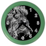 Angry Male Lion Roar Color Wall Clock Front