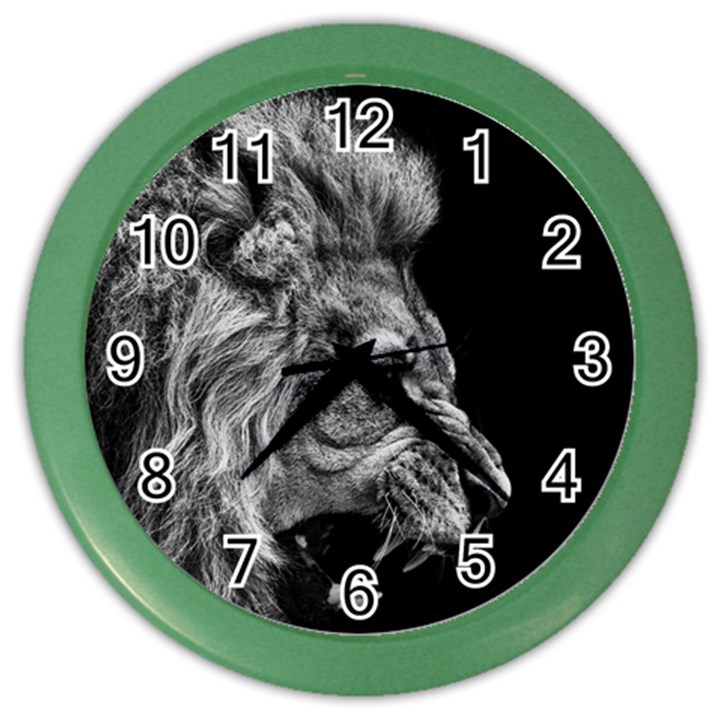 Angry Male Lion Roar Color Wall Clock