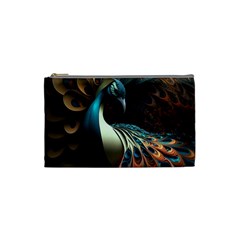 Peacock Bird Feathers Plumage Colorful Texture Abstract Cosmetic Bag (small) by Wav3s