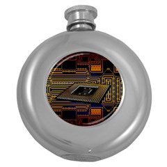 Processor Cpu Board Circuit Round Hip Flask (5 Oz) by Wav3s