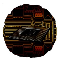 Processor Cpu Board Circuit Large 18  Premium Round Cushions by Wav3s