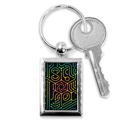 Circuit Hexagonal Geometric Pattern Background Pattern Key Chain (rectangle) by Wav3s