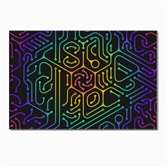 Circuit Hexagonal Geometric Pattern Background Pattern Postcards 5  X 7  (pkg Of 10) by Wav3s