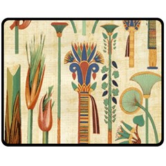 Egyptian Paper Papyrus Hieroglyphs Fleece Blanket (medium) by Wav3s