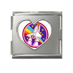 Badge-patch-pink-rainbow-rocket Mega Link Heart Italian Charm (18mm) by Wav3s