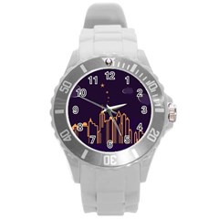 Skyscraper-town-urban-towers Round Plastic Sport Watch (l) by Wav3s