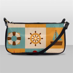 Nautical-elements-collection Shoulder Clutch Bag by Wav3s