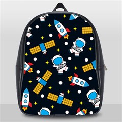 Seamless-adventure-space-vector-pattern-background School Bag (large) by Wav3s