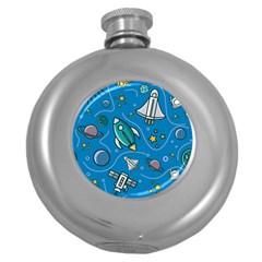 About-space-seamless-pattern Round Hip Flask (5 Oz) by Wav3s