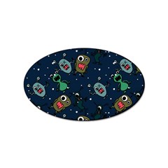 Monster-alien-pattern-seamless-background Sticker (oval) by Wav3s