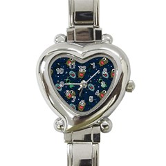 Monster-alien-pattern-seamless-background Heart Italian Charm Watch by Wav3s