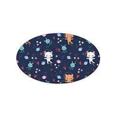 Cute Astronaut Cat With Star Galaxy Elements Seamless Pattern Sticker Oval (100 Pack) by Wegoenart