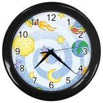 Science Fiction Outer Space Wall Clock (Black) Front