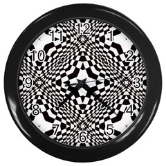 Tile Repeating Pattern Texture Wall Clock (black) by Ndabl3x