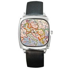 Map Europe Globe Countries States Square Metal Watch by Ndabl3x