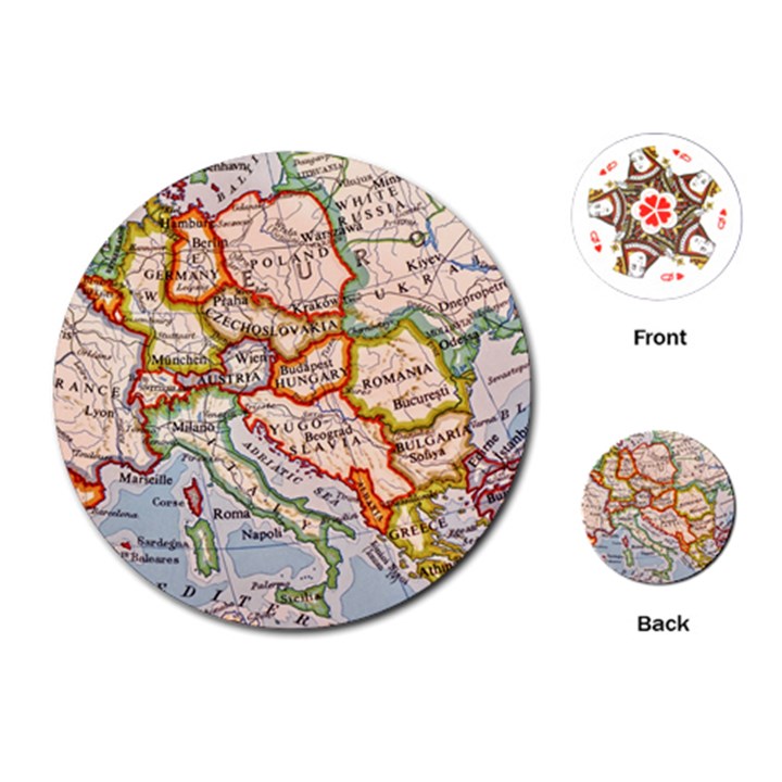 Map Europe Globe Countries States Playing Cards Single Design (Round)