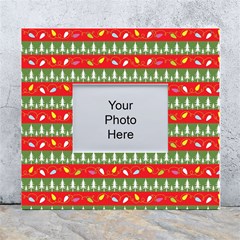 Christmas Papers Red And Green White Wall Photo Frame 5  X 7  by Ndabl3x