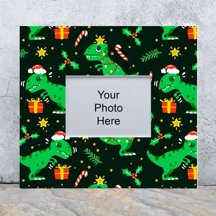 Christmas-funny-pattern Dinosaurs White Wall Photo Frame 5  x 7 