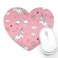 Cute-unicorn-seamless-pattern Heart Mousepad by Vaneshart