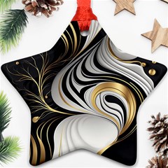 Pattern Gold Marble Star Ornament (two Sides) by Vaneshop