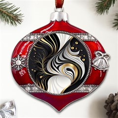 Pattern Gold Marble Metal Snowflake And Bell Red Ornament by Vaneshop