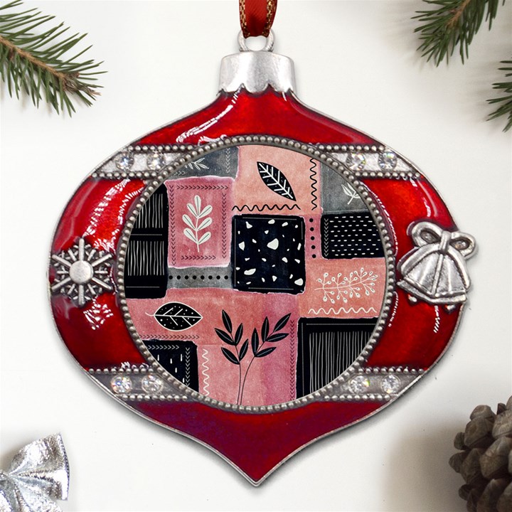 Floral Wall Art Metal Snowflake And Bell Red Ornament