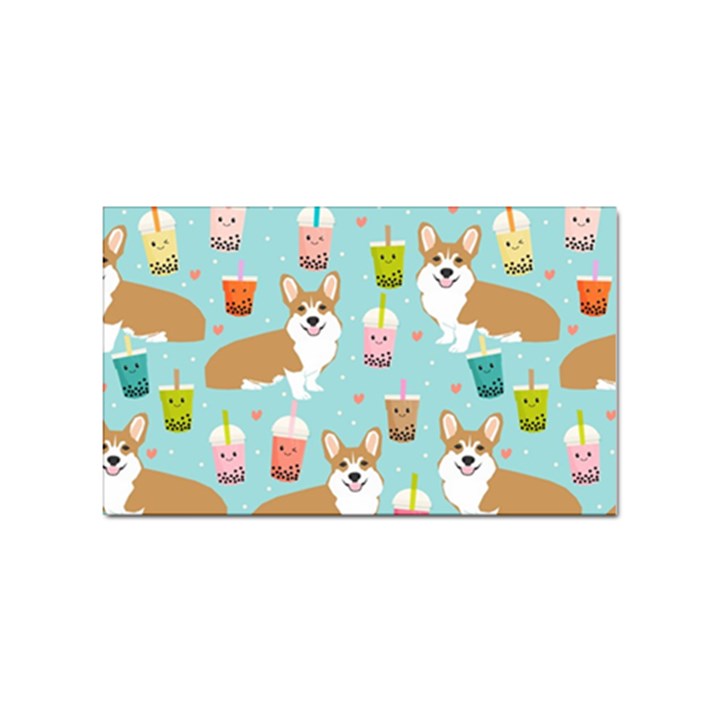 Welsh Corgi Boba Tea Bubble Cute Kawaii Dog Breed Sticker (Rectangular)