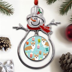 Welsh Corgi Boba Tea Bubble Cute Kawaii Dog Breed Metal Snowman Ornament by Wav3s