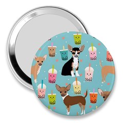 Chihuahua Bubble Kawaii Boba Tea Cute Dog 3  Handbag Mirrors by Wav3s