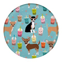 Chihuahua Bubble Kawaii Boba Tea Cute Dog Round Glass Fridge Magnet (4 Pack) by Wav3s