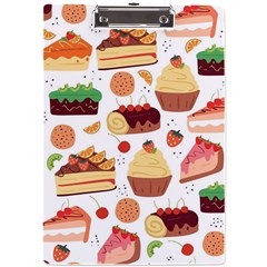 Seamless Pattern Hand Drawing Cartoon Dessert And Cake A4 Acrylic Clipboard by Wav3s