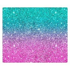 Pink And Turquoise Glitter Premium Plush Fleece Blanket (small) by Wav3s